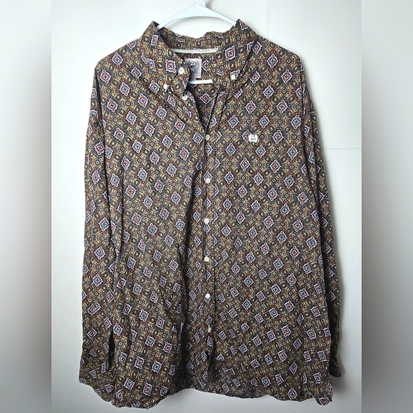Vintage Cinch Button Up Long Sleeve, Size XL - Picture 1 of 3